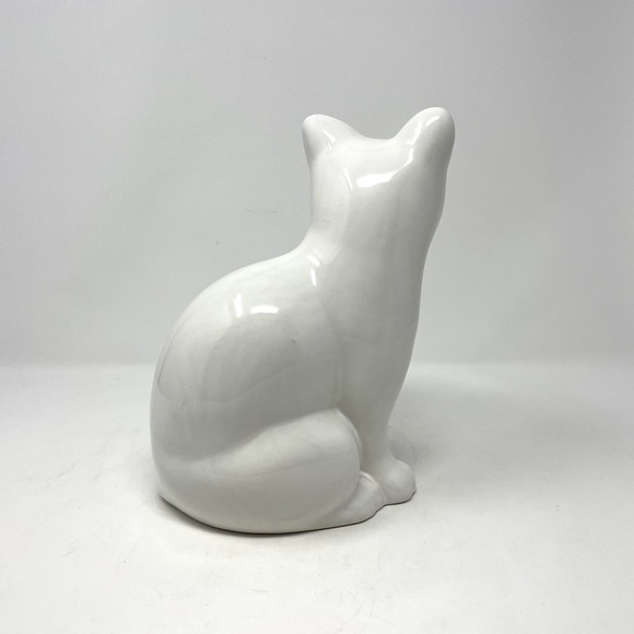 ELPA Alcobaca Ceramic Cat with Glass Green Eyes Sitting Up Made in Portugal - Picture 3 of 9